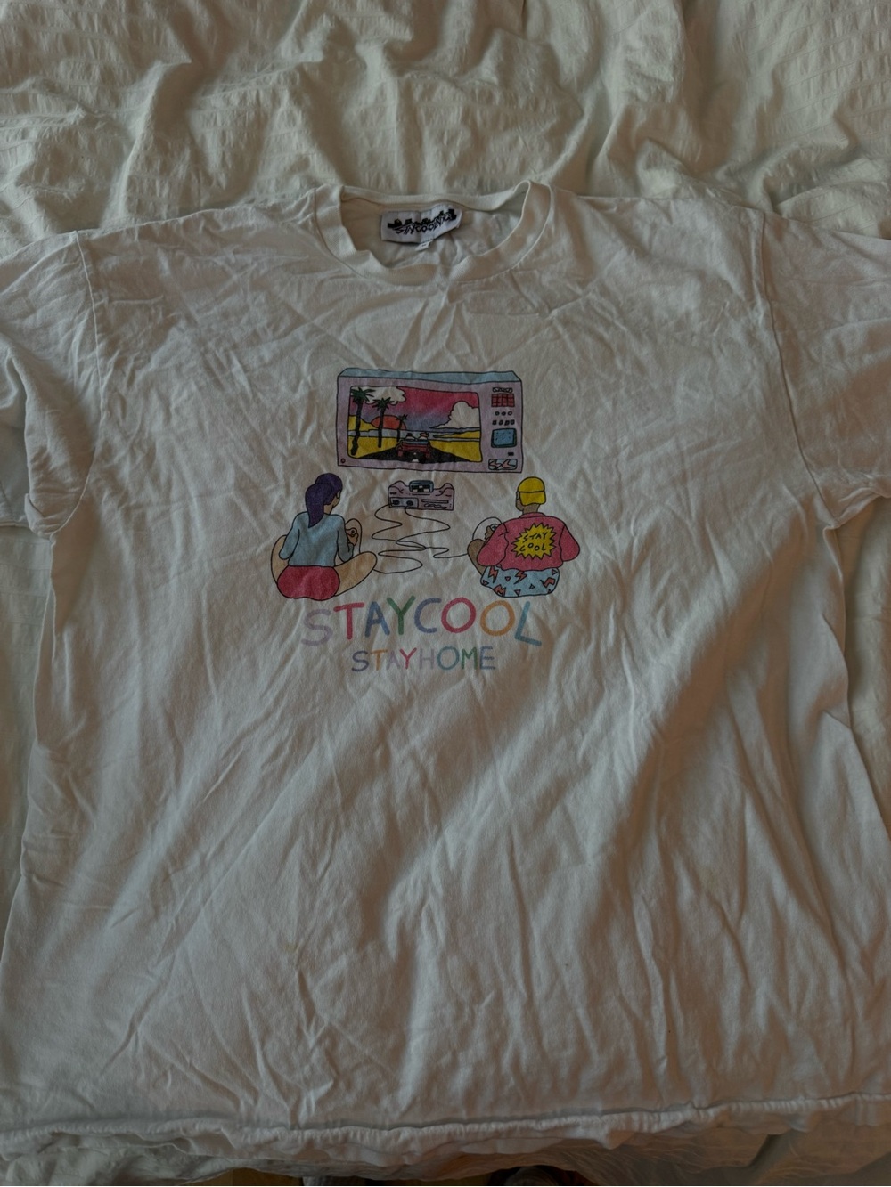Stay Cool Stay Home Graphic Tee - White